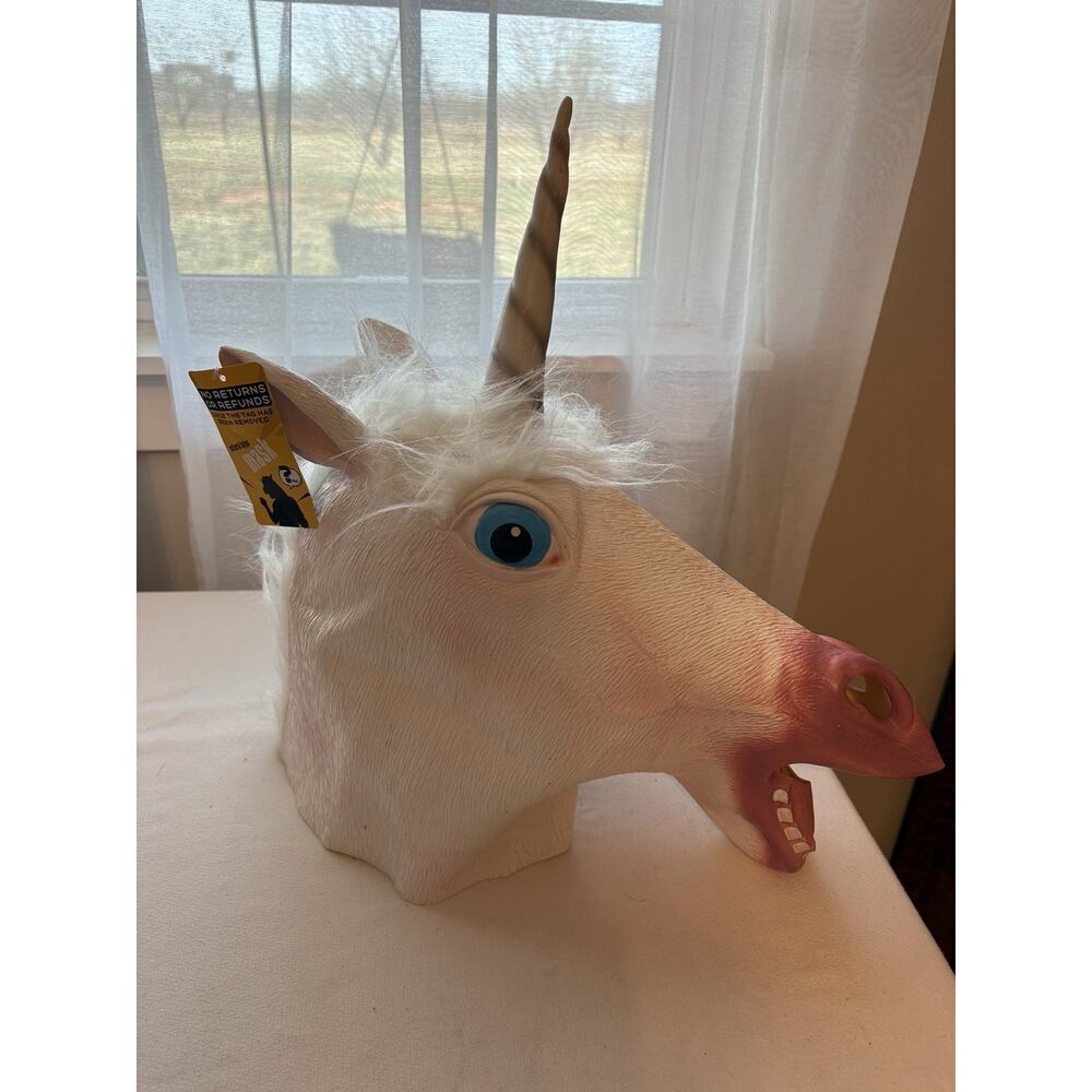 Magical Unicorn Mask Deluxe Full Face Horse Head Latex Rubber Animal Costume